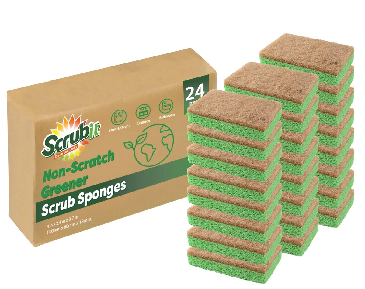 Rectangular white box containing twenty-four natural sponges