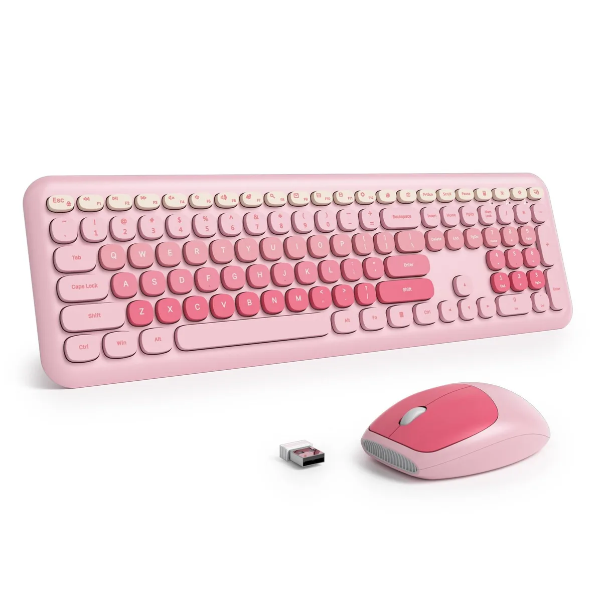 ARENTI ARENTI Retro Typewriter 104-Key Wireless Keyboard and Mouse 2 in 1 Accessory Light Pink — product photo