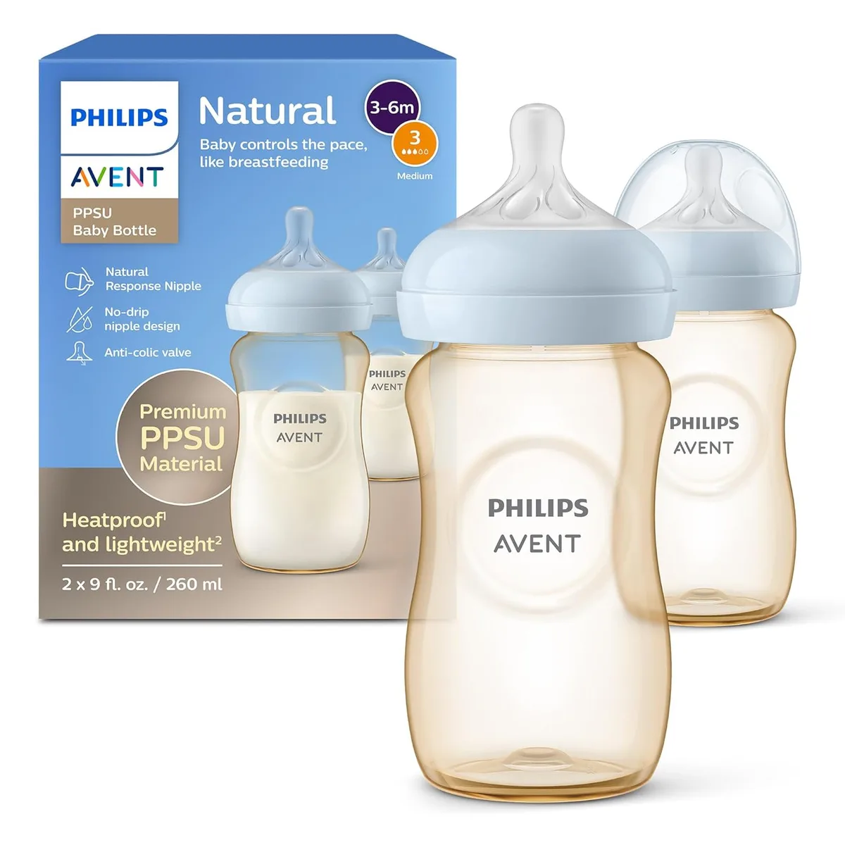 Avent Avent SCY943/12 PPSU Natural Baby Bottles 9oz 2-pack bottle feeding — product photo