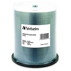 VERBATIM VERBATIM 95251 CD-R 700MB 52X White Inkjet Printable 100pk Spindle — product photo