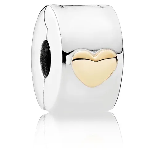 PANDORA PANDORA Classic Heart Fixed Clip Charm 14k Gold Sterling Silver — product photo