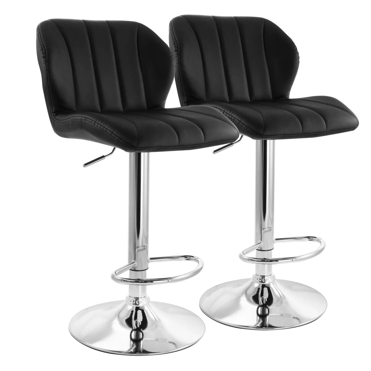 Elama Elama 2 Piece Adjustable Faux Leather Barstool Black Chrome Base — product photo