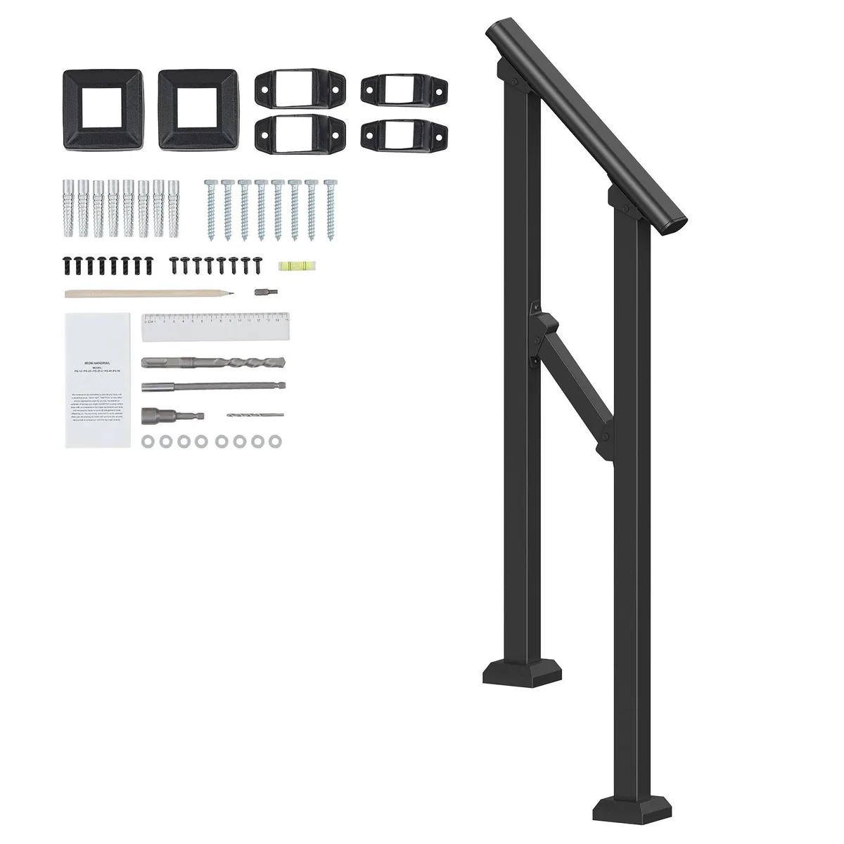 VEVOR VEVOR FG-12 Carbon Steel Stair Handrail 26.8 in Black — product photo