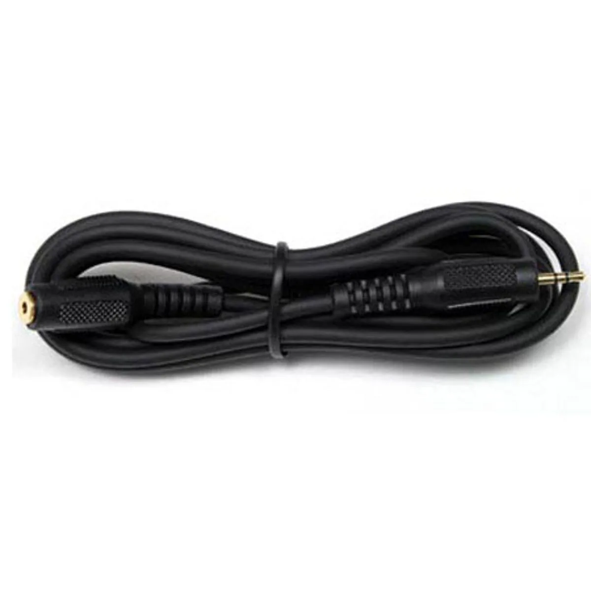 Black coiled cable with male and female SubMiniPhone connectors, six feet long