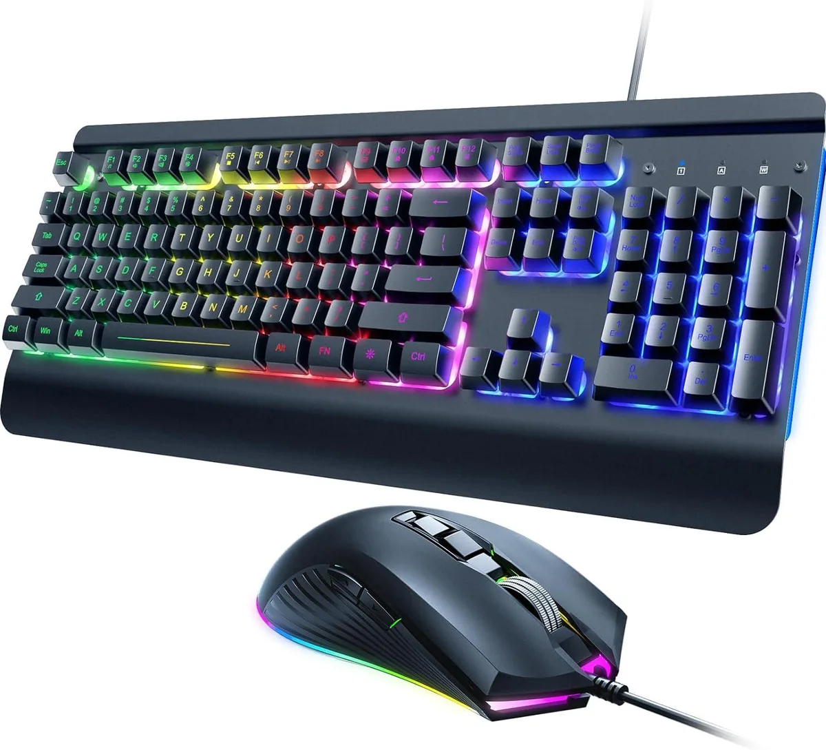 BFKK BFKK Wired Gaming Keyboard and Mouse Combo 104 Keys Metal Panel Rainbow Backlight 4200 DPI Black — product photo