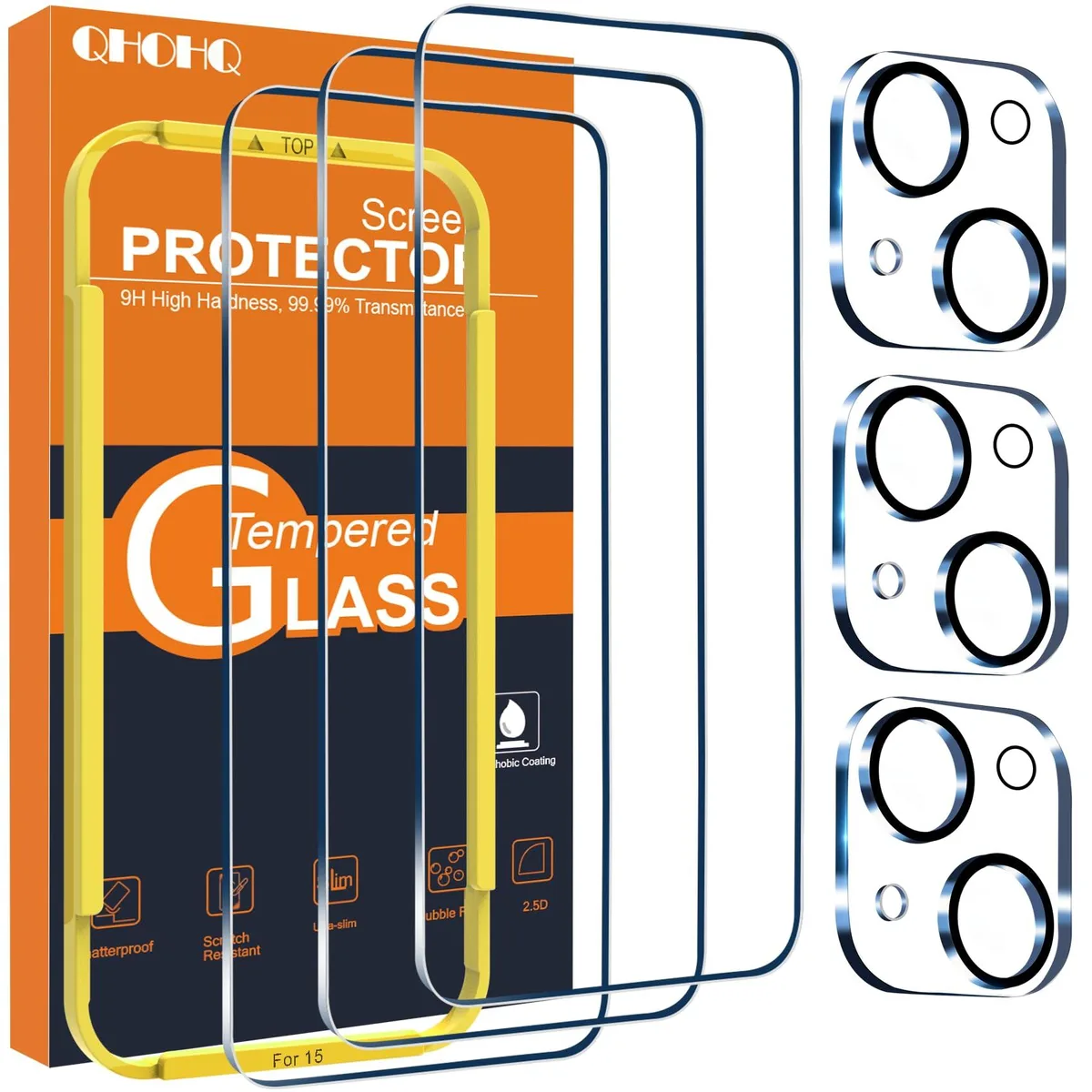  iPhone 15 6.1" Screen &amp; Lens Protector 3-Pack cell phones - unlocked — product photo