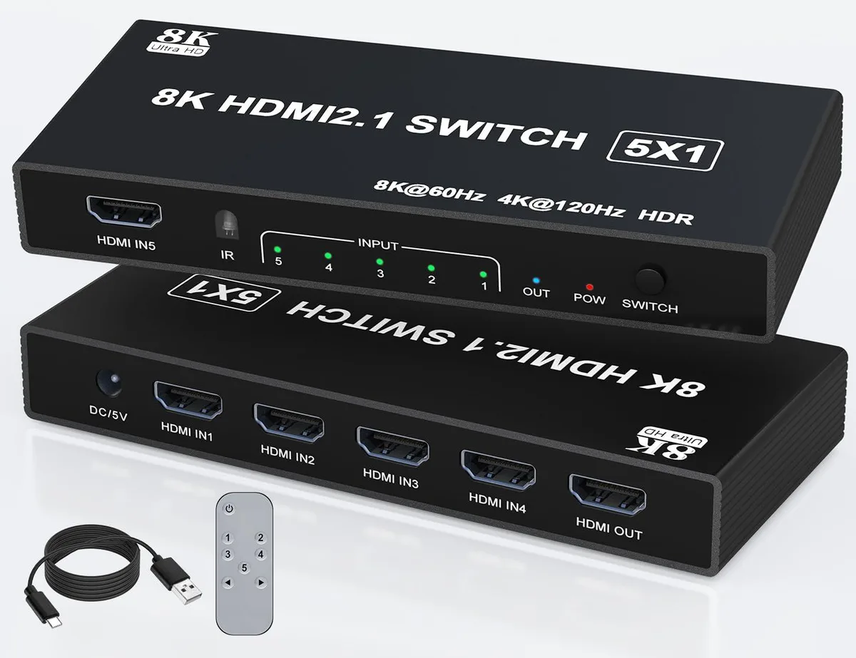 BUCIER BUCIER HDMI501-8K-C 5×1 HDMI 2.1 Switch 8K60 4K120 — product photo