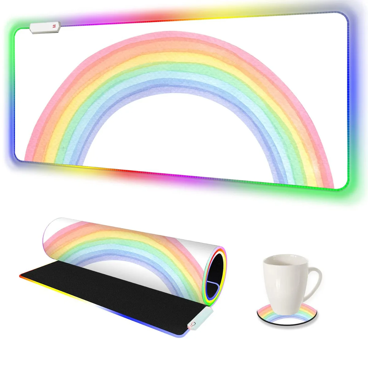 KEHIPI KEHIPI RGB Mouse Pad 900x400mm White Rainbow 14 Modes — product photo