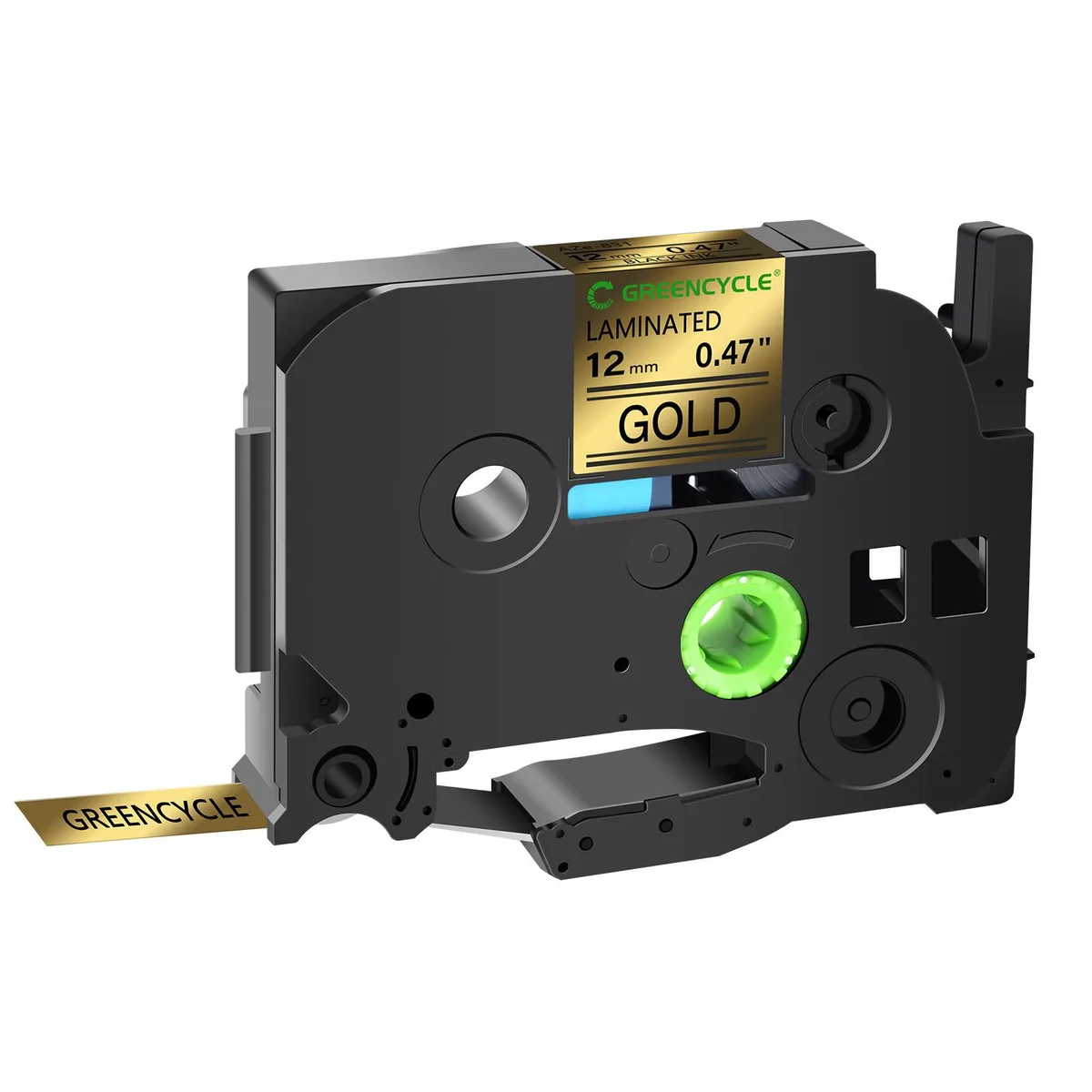 GREENCYCLE GREENCYCLE TZe-831 12mm 0.47" Black on Gold Laminated Label Tape — product photo