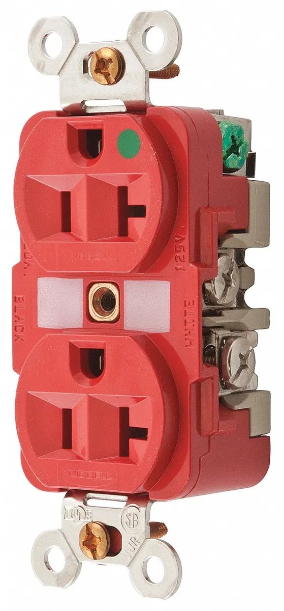 Hubbell Incorporated Hubbell Incorporated HBL8300RMRI 20A 125V Duplex MRI Receptacle Red — product photo