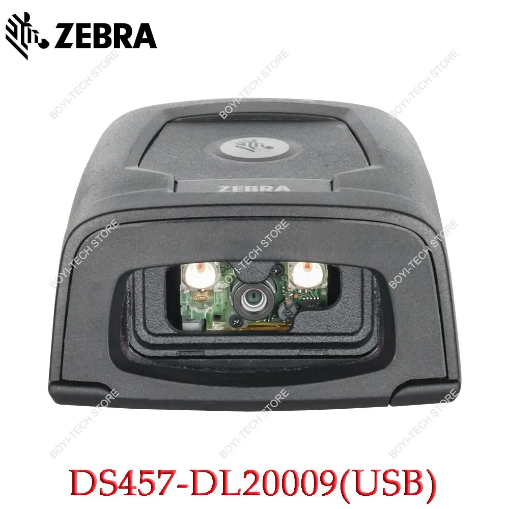 Small rectangular barcode scanner with dark matte finish and front-facing scan window