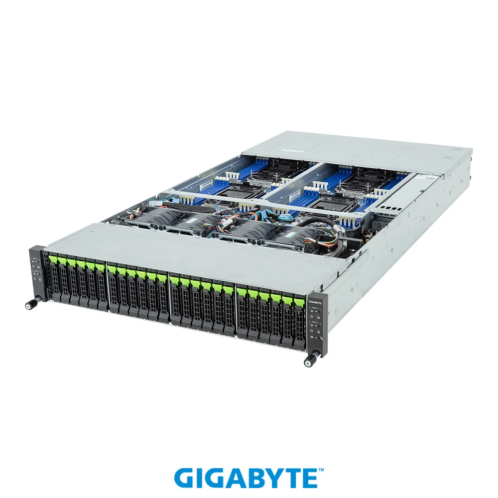 GIGABYTE GIGABYTE H274-S60-AAW1 barebone server 2U 4-node 24-bay Gen5 NVMe/SATA/SAS-4 — product photo
