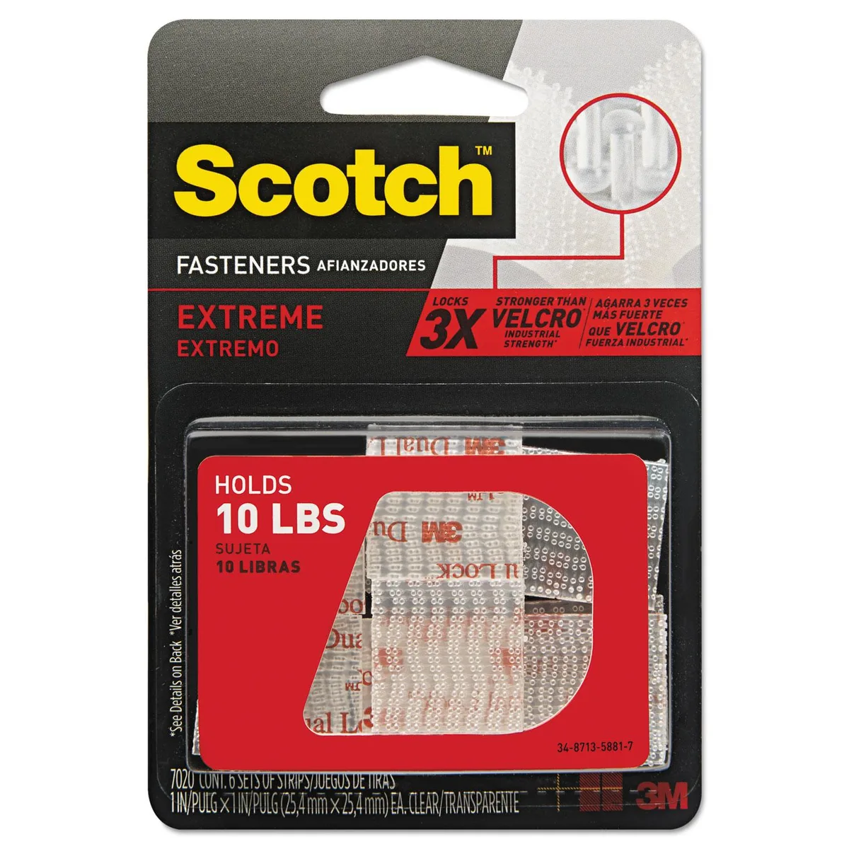3M 3M Scotch Extreme Fasteners 1" x 1" White 6-Pack RFD7020 — product photo