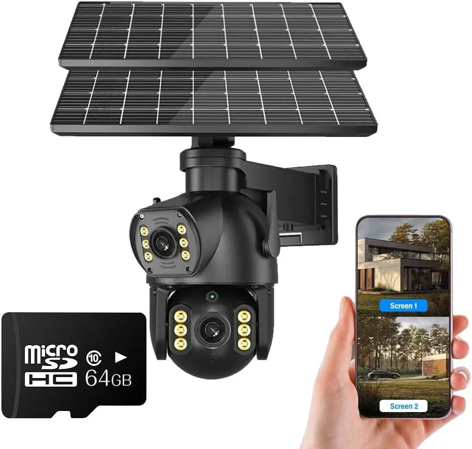 NaSR NaSR 4G LTE Solar Security Camera Dual Lens 360° PTZ 8MP 64GB surveillance security system — product photo