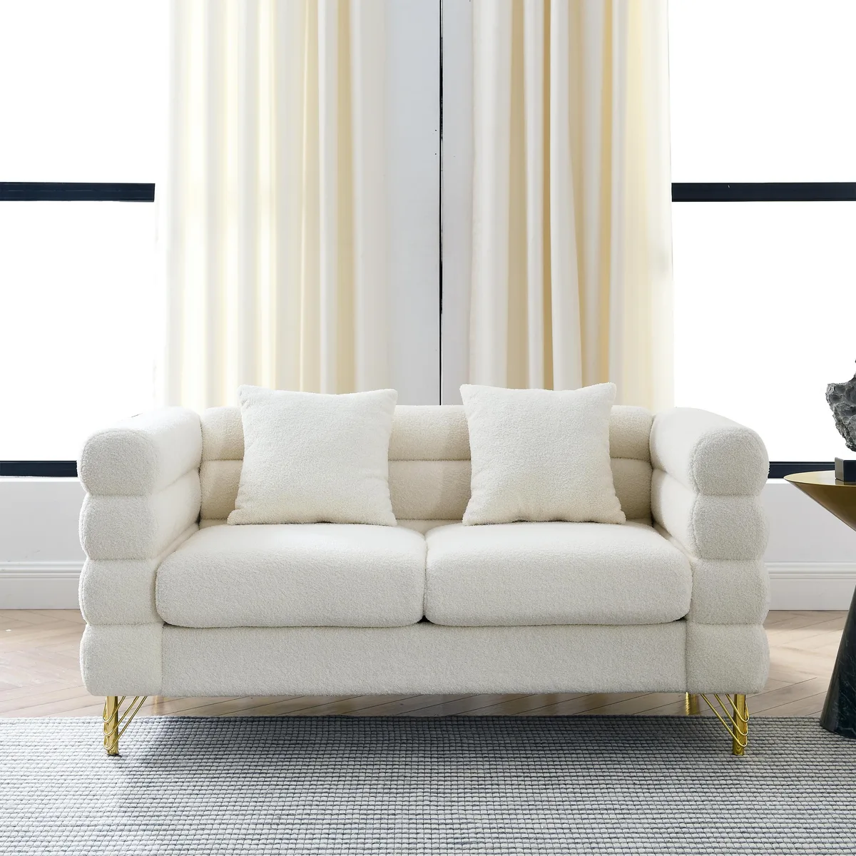tuphen tuphen 60 inch 2 Seater Sectional Sofa Ivory Fabric W834S00029 — product photo