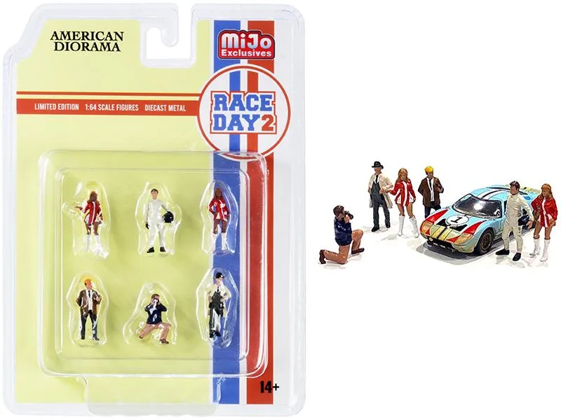 American Diorama American Diorama "Race Day 2" 6 Piece Diecast Figurine Set 1/64 Scale AD76472 — product photo
