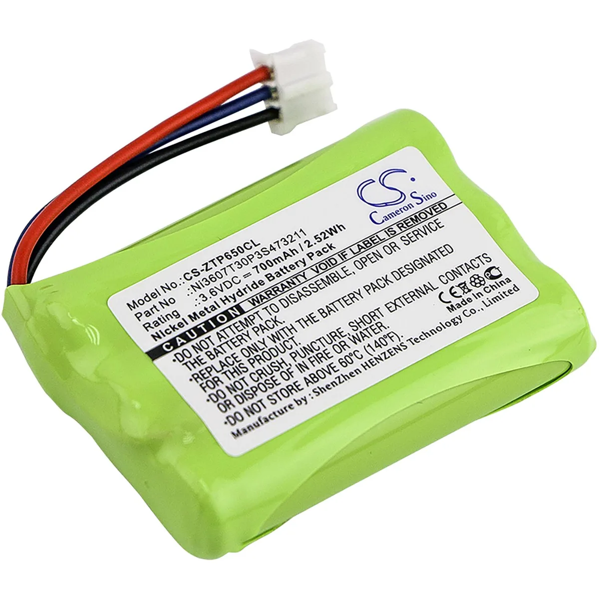 Cameron &amp; Co Cameron &amp; Co DS-CS-ZTP650CL 3.6 V 700 mAh Ni-MH telephone accessory — product photo