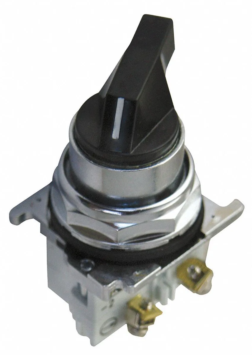 Black 30 mm selector switch lever operator, chrome bezel, two maintained positions