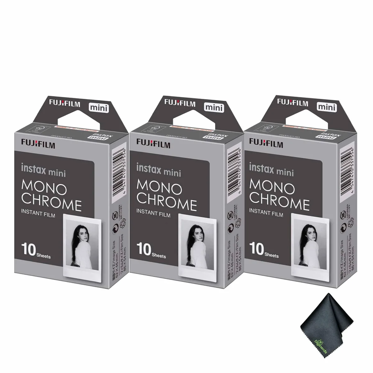 FUJIFILM FUJIFILM INSTAX MINI Monochrome Instant Film 3x10 Exposures + Cloth — product photo