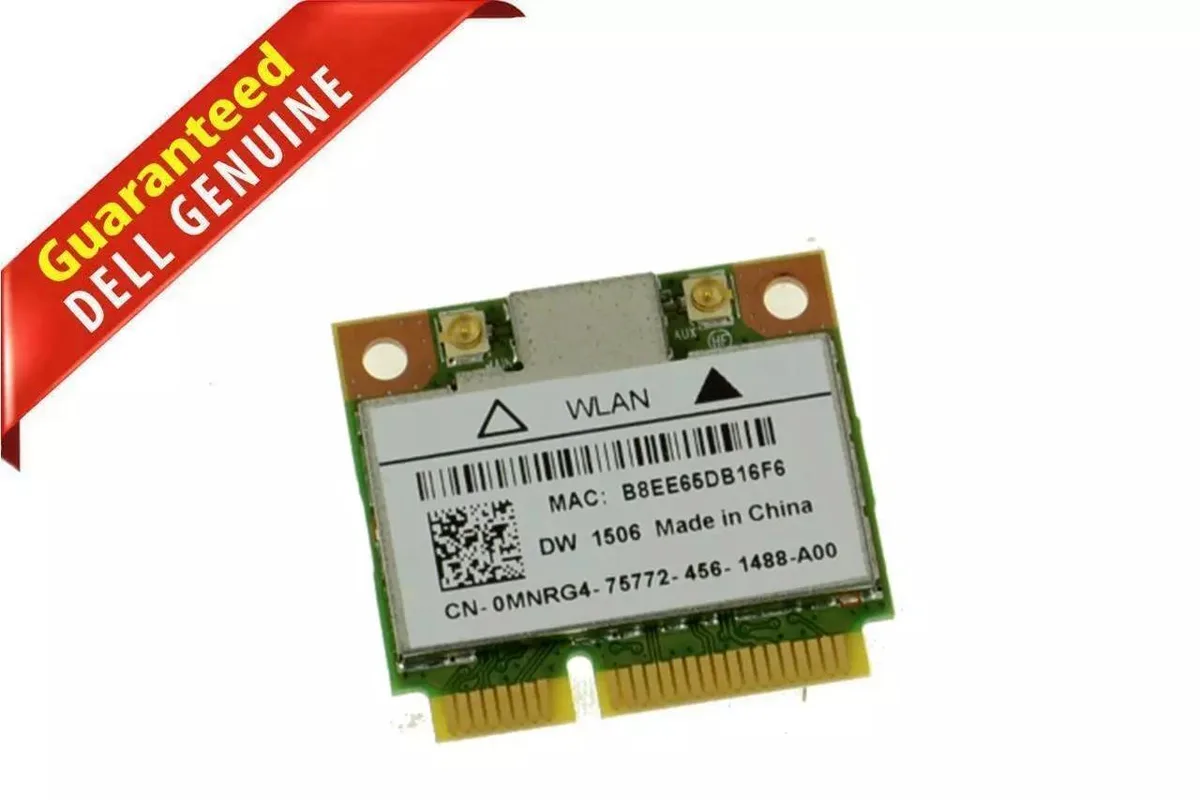 Small green circuit board with gold edge connector and two antenna sockets