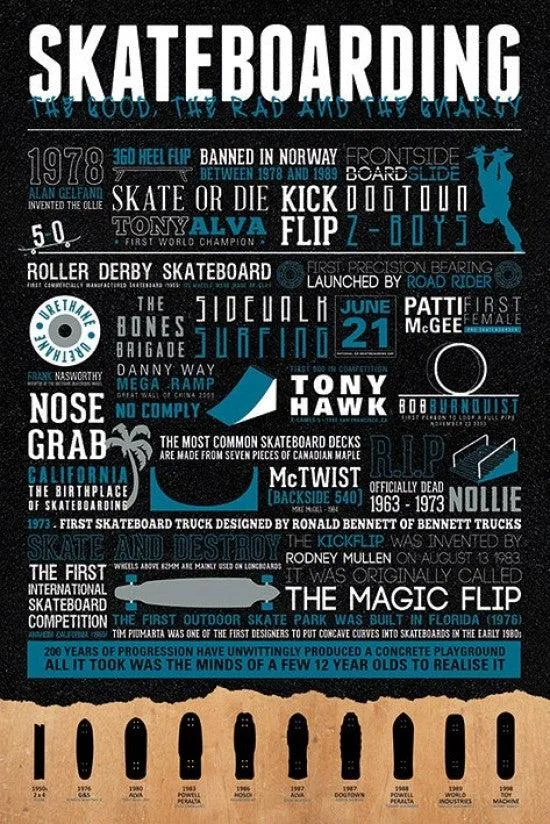 Skateboarding poster print on heavy paper, 22 by 34 inches