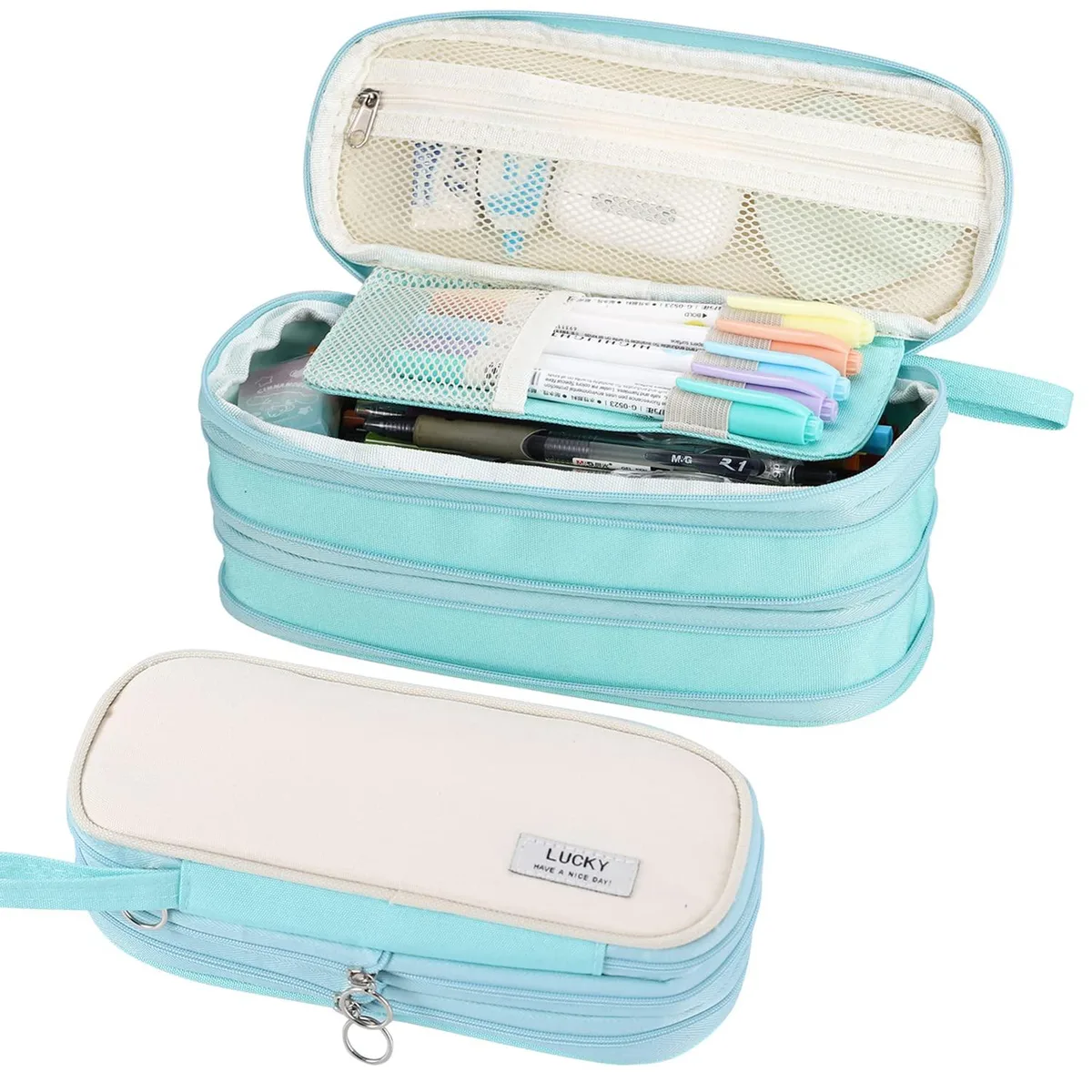 010blue-YX-US Large Pencil Case 9.05 x 3.95 x 4.35 in Light-blue — product photo
