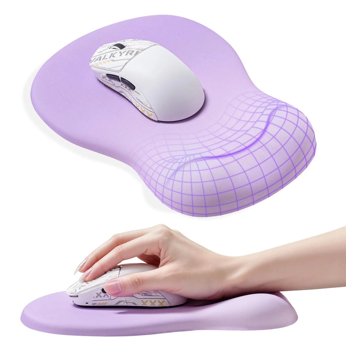 mintcaps Ergonomic Mouse Pad with Wrist Rest Light Purple 9.5 x 8.1 in 27 mm Thick — product photo