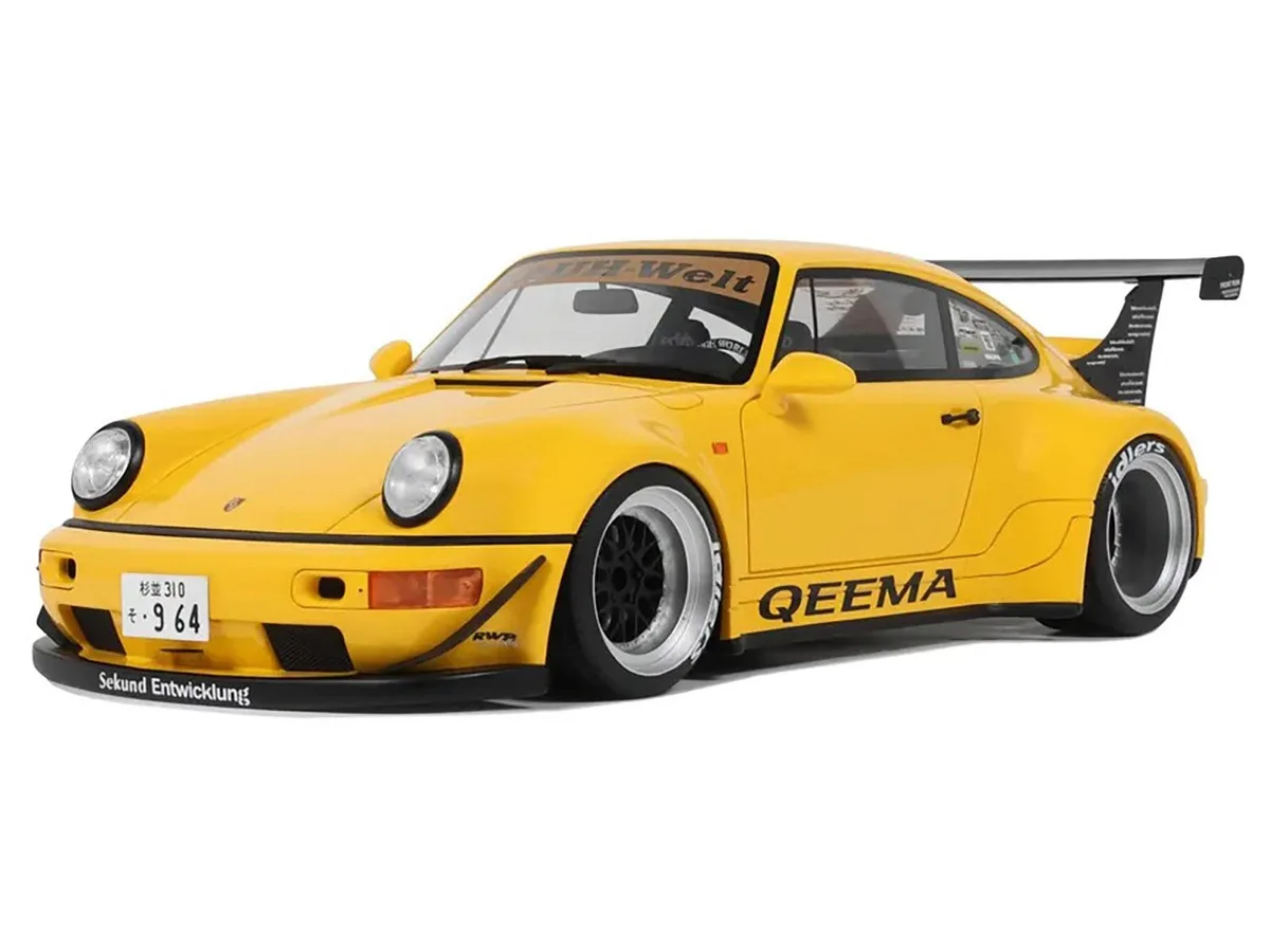 GT Spirit GT Spirit 2024 Porsche 911 (964) RWB "Qeema" Yellow 1/18 hobby collectible — product photo