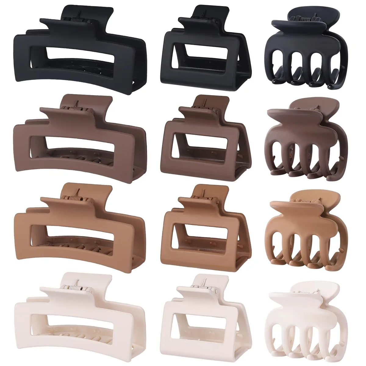  SMKSL 12 Pcs Hair Claw Clips for Women &amp; Girls 3 Styles Hair Accessories Brown Set — product photo