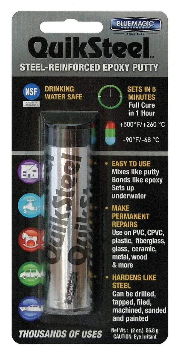 Gray epoxy putty in a 2 oz tube