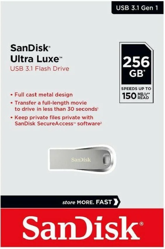 SanDisk SanDisk Ultra Luxe 256GB USB 3.1 150MB/s Silver SDCZ74-256G-G46 — product photo