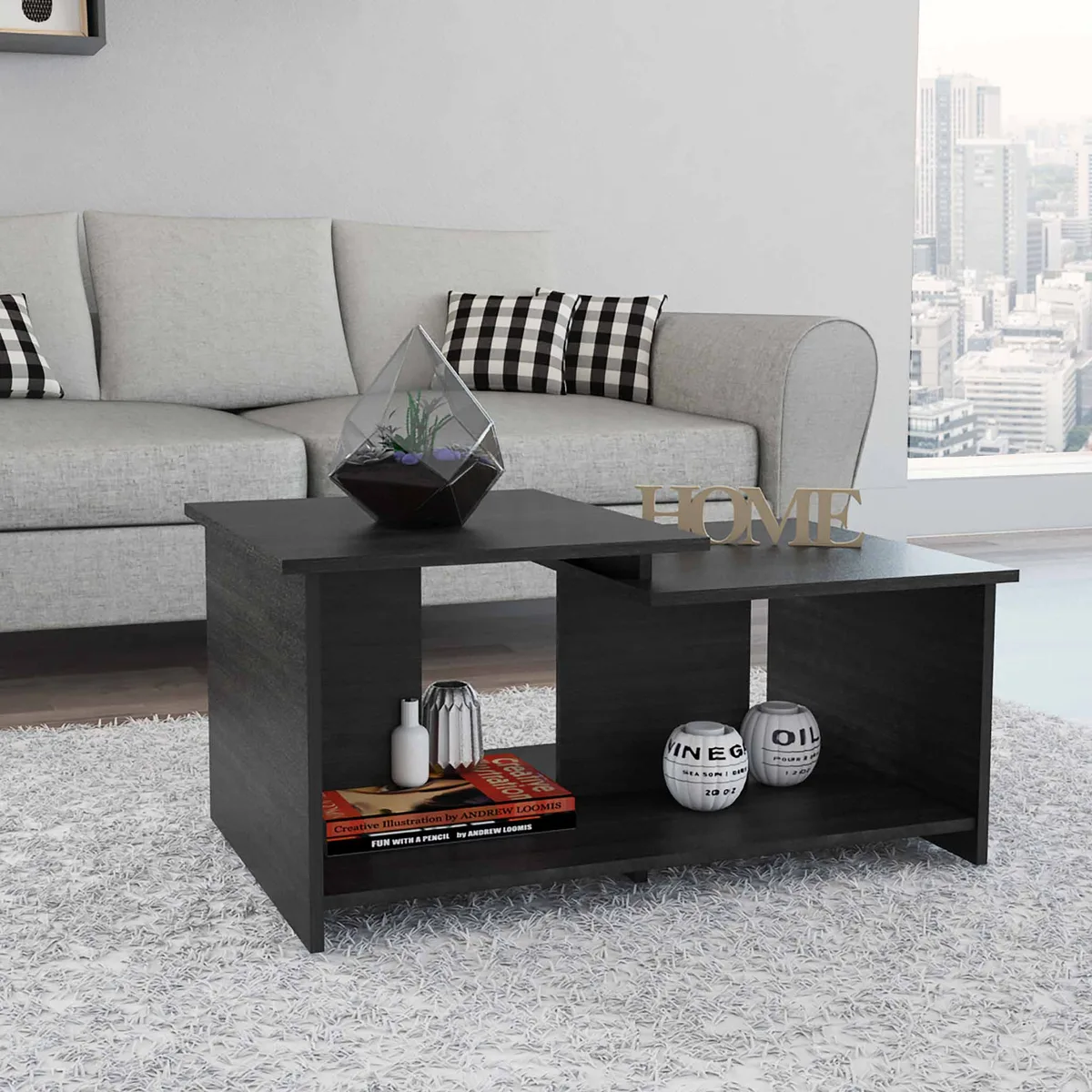 FM FURNITURE FM FURNITURE Waycross Coffee Table Black Wengue Finish 35.1W x 20.9D x 16.3H 33 lbs — product photo