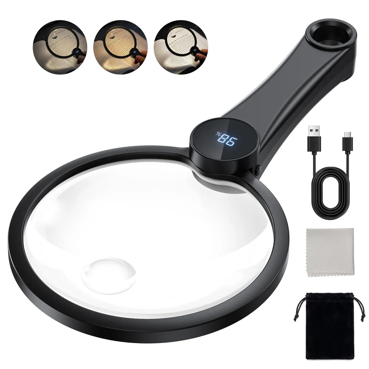  CYFGZK 8036-2A Printmaking Magnifier 5.2" 10X 20X 45X 49 LED USB-C — product photo