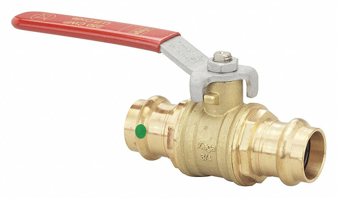 Bronze brass 3-piece ball valve with press connections, 2 inch size