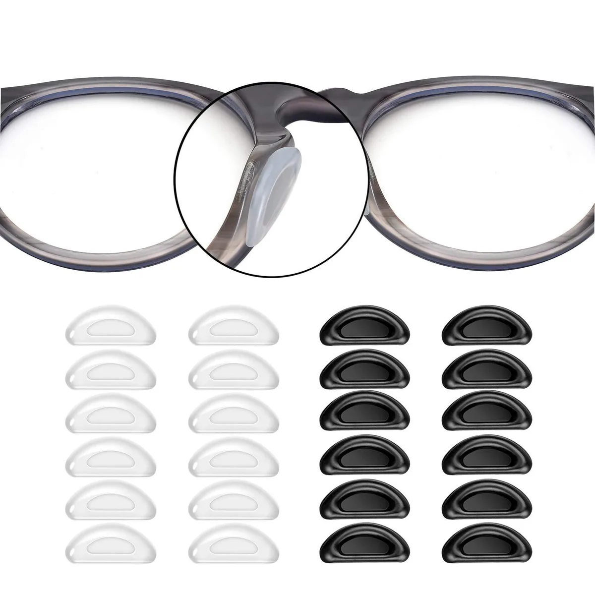  SMARTTOP 20-Pair Adhesive Nose Pads 10 Black 10 Clear — product photo