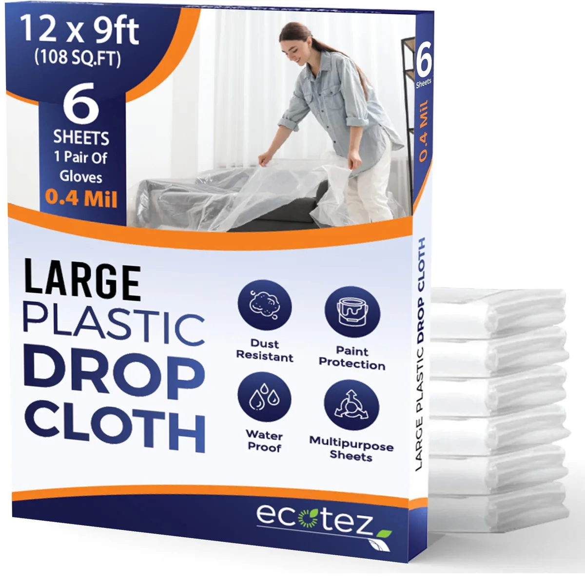 Six folded translucent plastic sheets in a pack