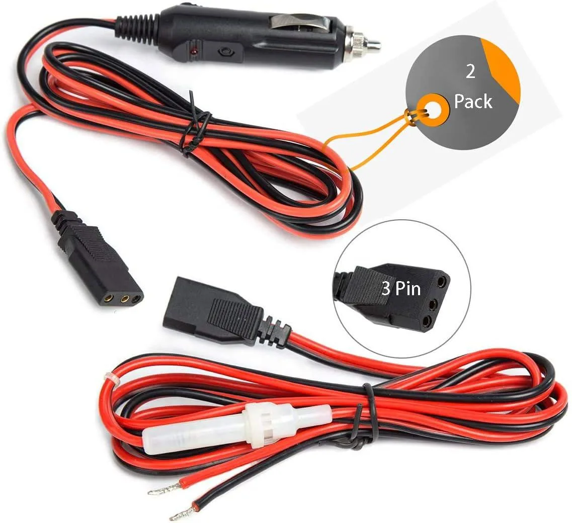 PISKEKAT PISKEKAT CB Radio Power Cord 16-Gauge 4.8 ft 12V 15A 3-Pin 2-Pack — product photo