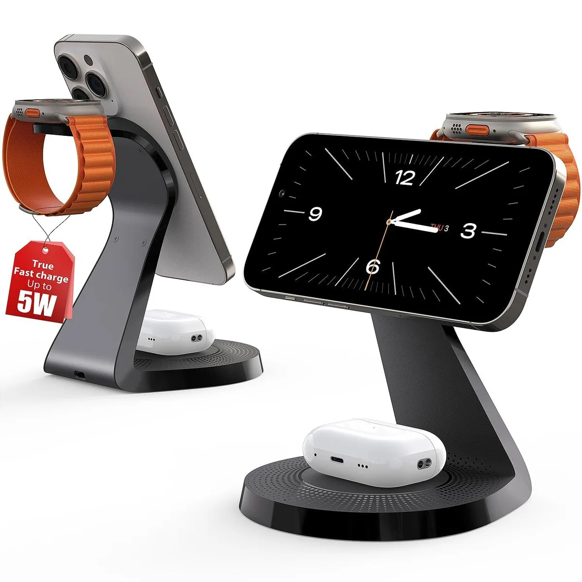 LONGCONN LK-221-B-VINE 3-in-1 Wireless Charger Black — product photo