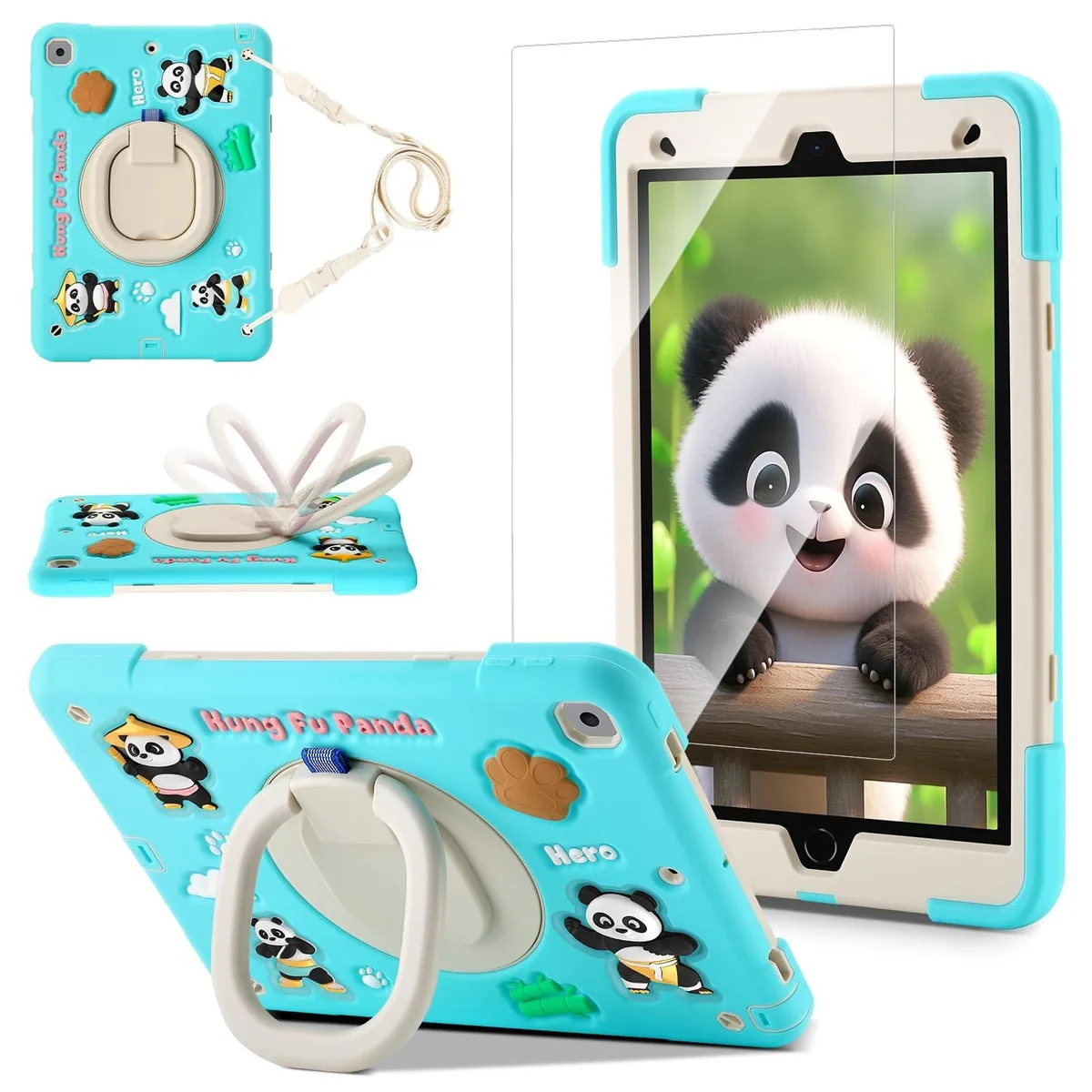 Avantalk Avantalk 2 in 1 Accessory iPad 10.2 2019/2020/2021 Panda Warrior Mint White — product photo