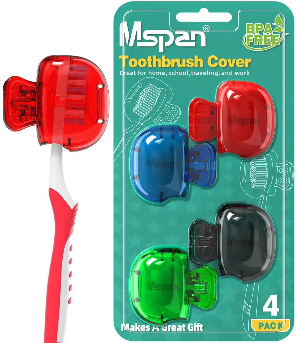 Mspan Toothbrush Head Cover Cap 4 Pack bath hardware — product photo