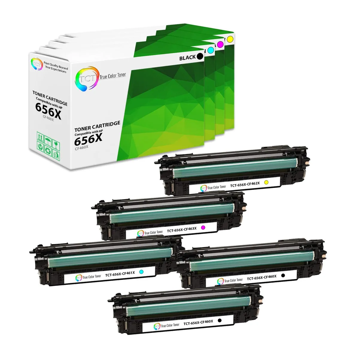 True Color Toner True Color Toner 656X 5-pack toner cartridge set (CF460X CF461X CF462X CF463X) — product photo