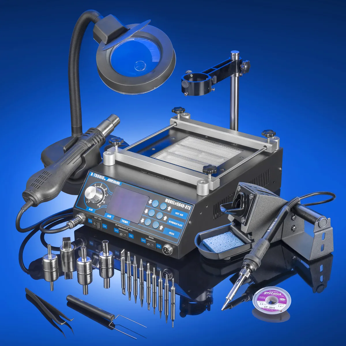 X-Tronic (X-Tronic International, Inc.) X-Tronic 5040-XR3 70W soldering iron 500W hot air 700W preheater 110V — product photo