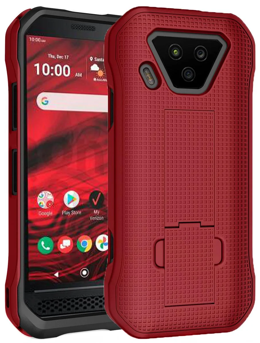 Nakedcellphone Nakedcellphone Ribbed Slim Case with Kickstand Red for Verizon Kyocera DuraForce Ultra 5G UW E7110 — product photo