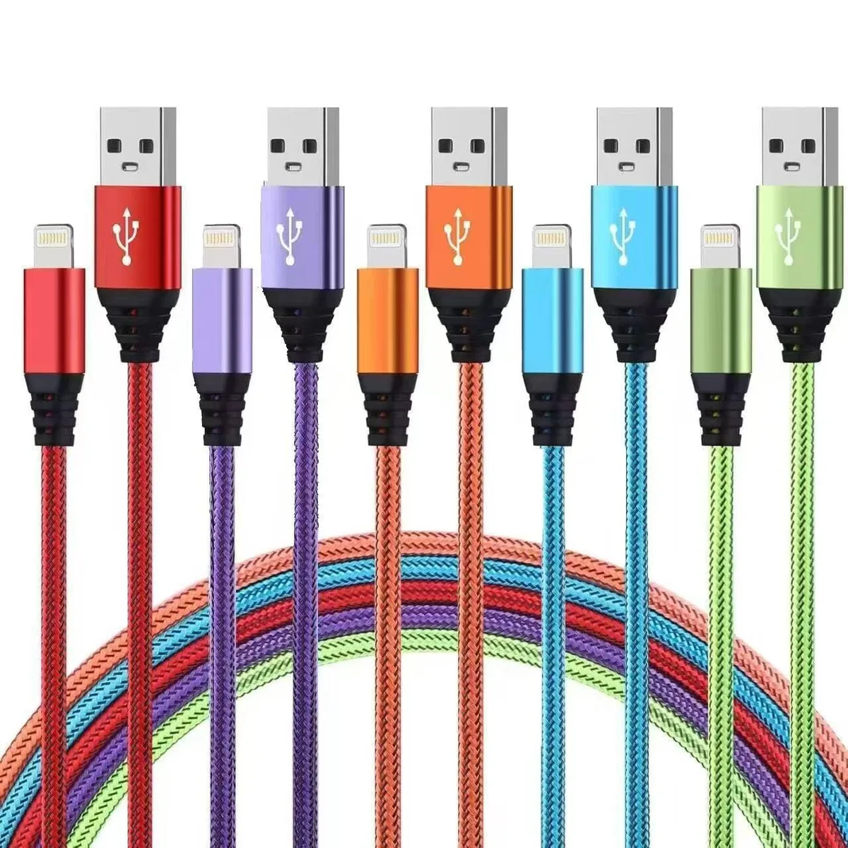 MCHOSE MCHOSE Lightning Cable 10FT 5Pack MFi Certified Nylon Braided USB-A to Lightning — product photo