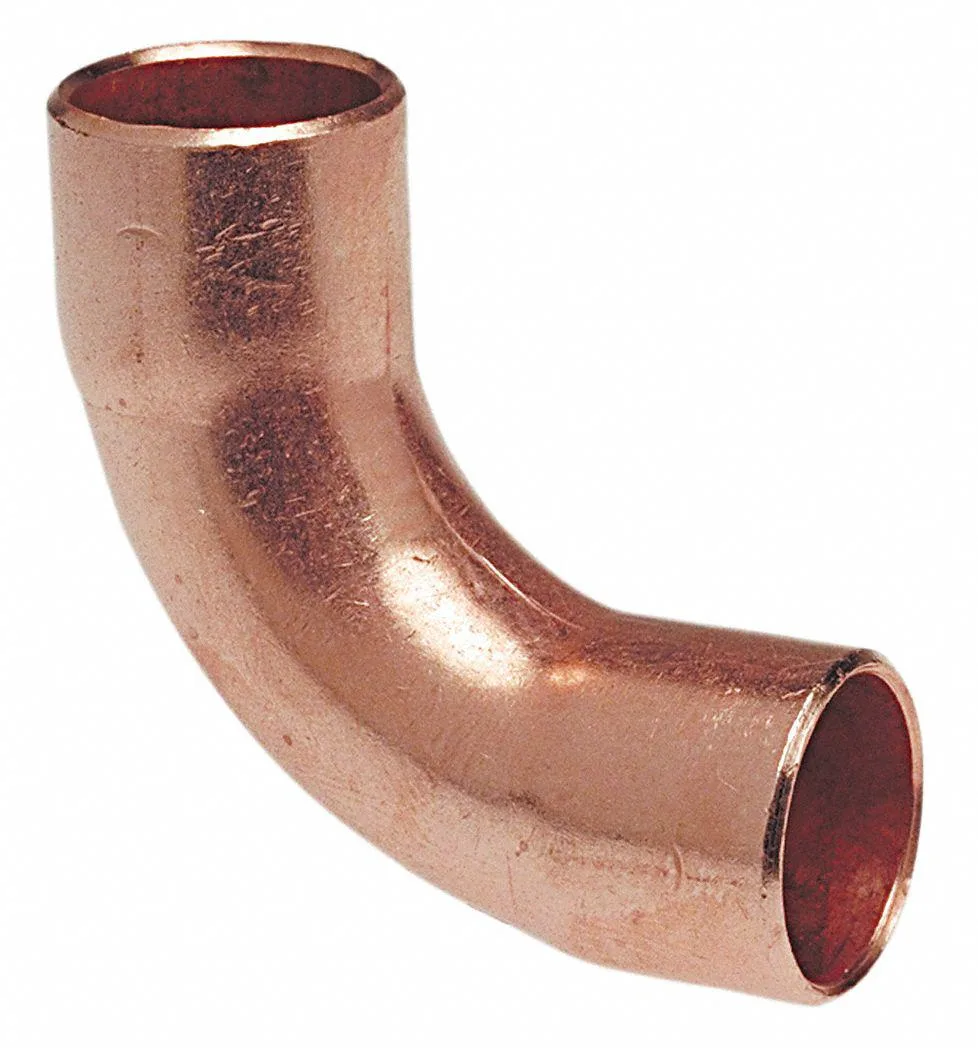 Copper 90 degree long radius elbow, sweat fitting, 7/8 inch tube size