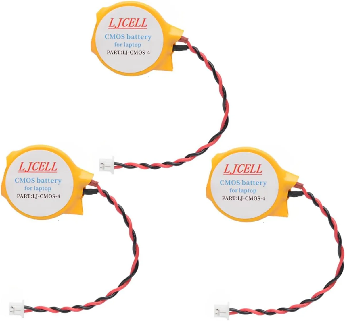 TAURKENAM TAURKENAM CR2032 CMOS laptop battery 3-pack with 2-wire connector — product photo