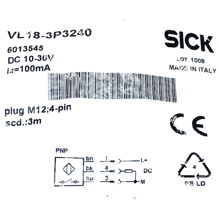 Sick Sick VL18-3P3240 photoelectric retro-reflective sensor PNP — product photo