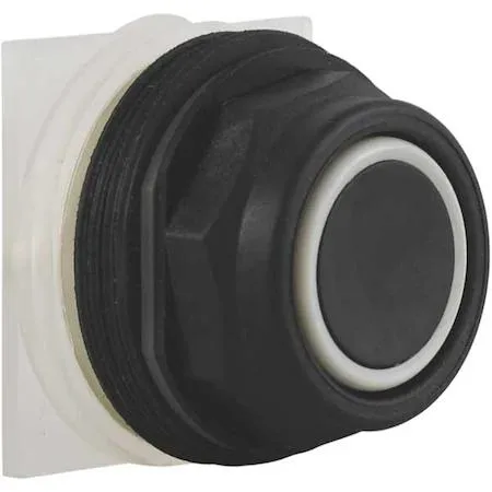 Black 30 mm flush push button operator, plastic head and bezel