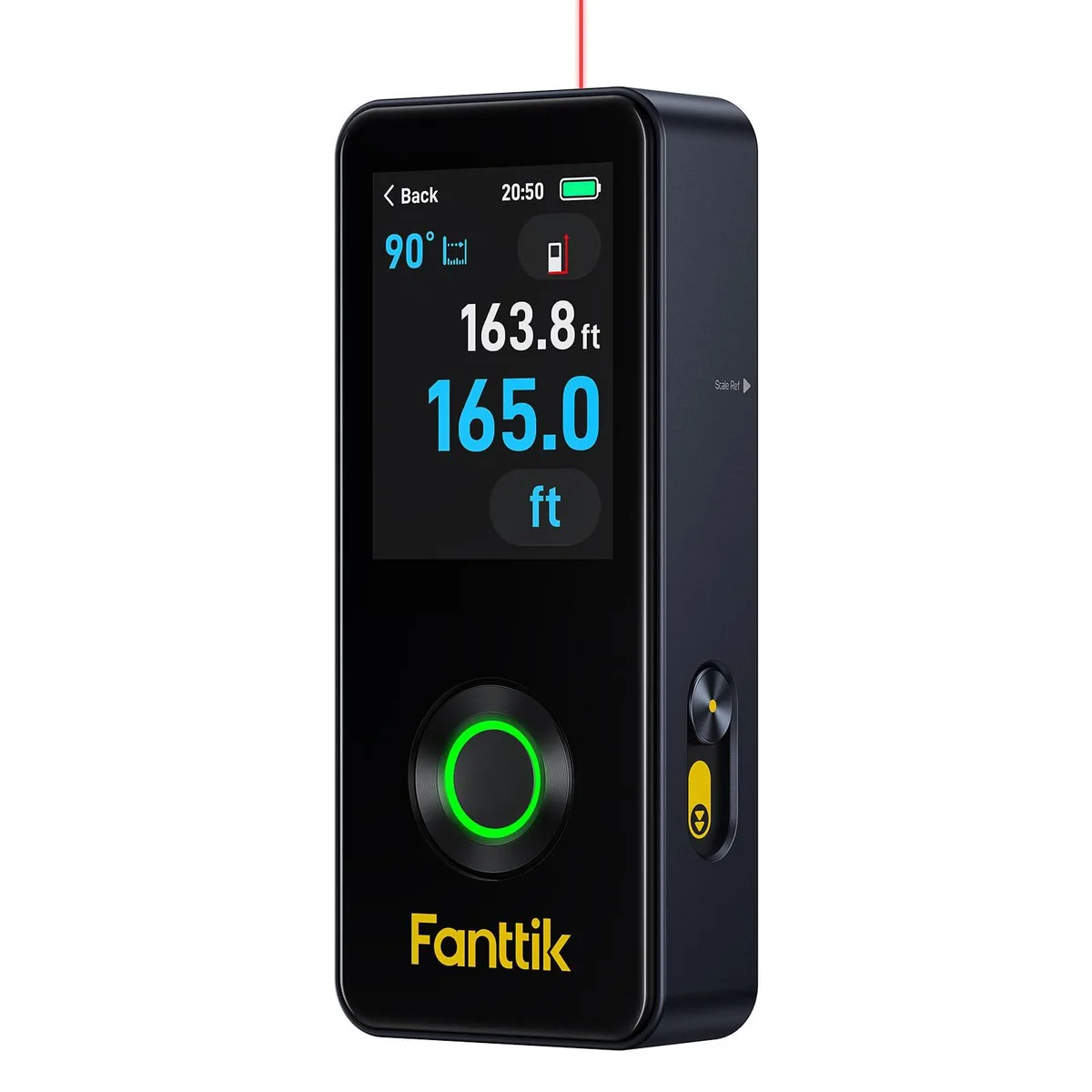 Black Fanttik Neo A11 Pro laser measure with 2.4 inch IPS touchscreen, 165ft range, angle sensor and bubble level