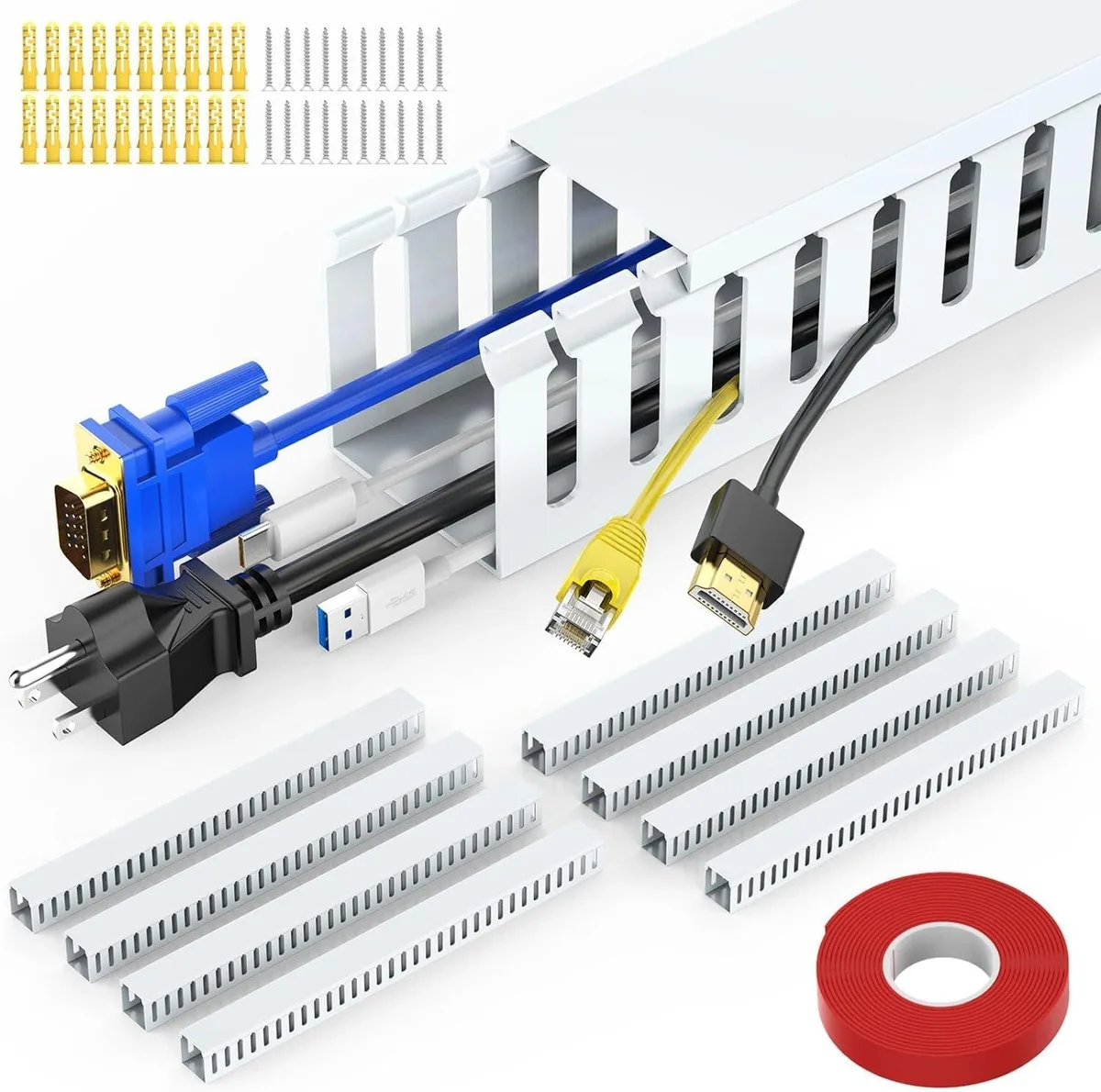 BFKK BFKK Cable Raceway Kit White 1.97" HxW 15.4" L 8pcs 123in — product photo